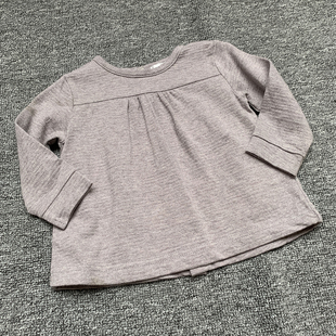 3-6个月 法单纯原初生婴儿女宝宝单层棉圆领长袖罩衫T恤上衣外套