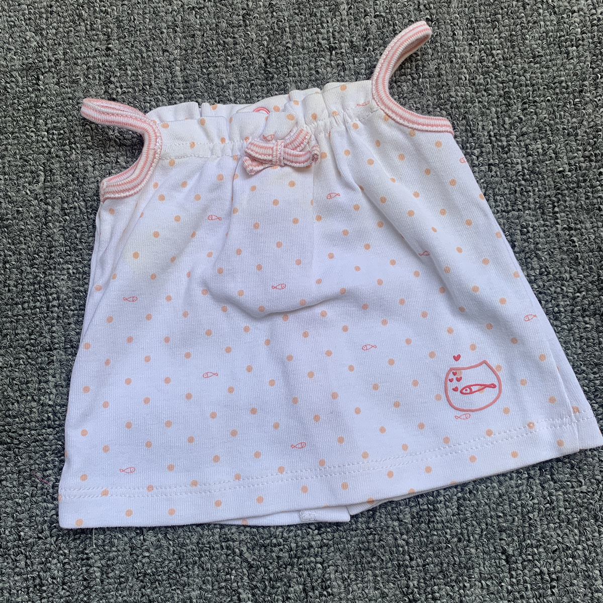 N46/46CM 法单纯原早产儿新生婴儿女宝宝夏季纯棉吊带T恤上衣