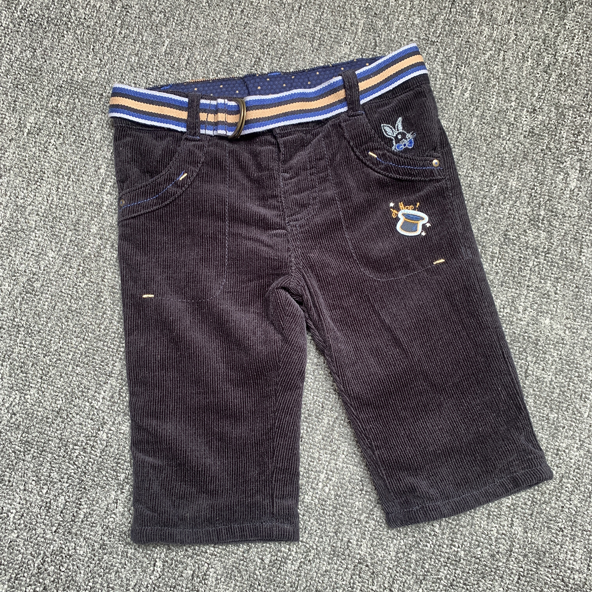 0-3个月 法单S家纯原初生新生儿男童小宝宝灯芯绒双层休闲裤长裤