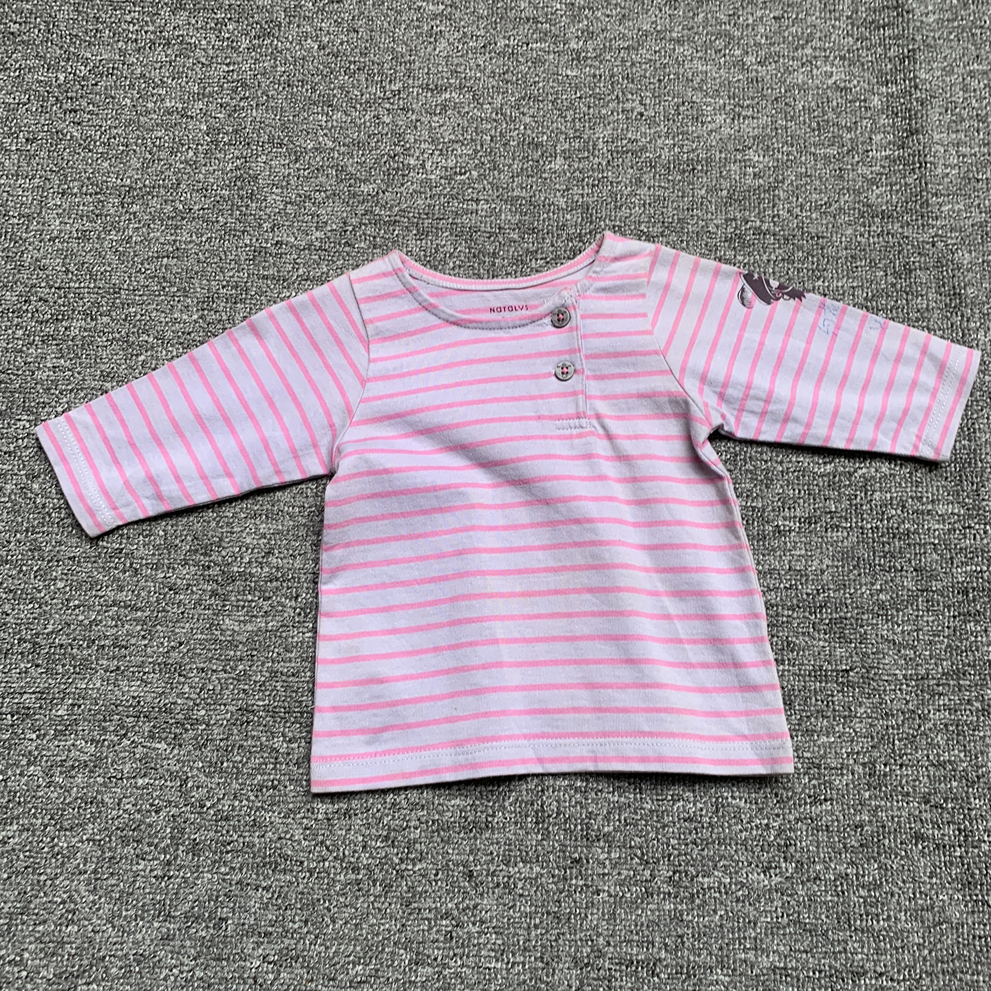 瑕*疵0-3个月 法单版衣新生初生婴儿女宝宝条纹长袖T恤打底衫上衣