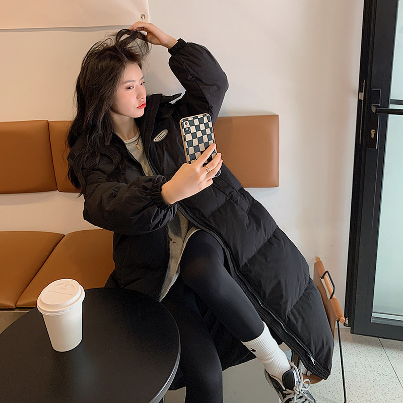 高级感黑色保暖羽绒棉服女2022冬季新款韩版宽松加厚过膝棉袄棉衣,女装羽绒服,浙宝251
