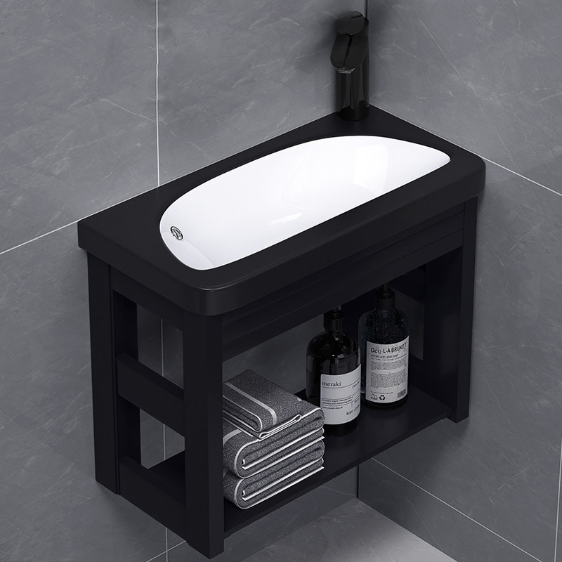 小户型挂墙式洗手盆阳台转角洗漱池阳台太空铝吊柜彩色陶瓷洗脸盆