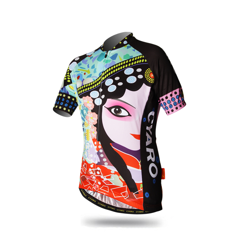 短袖长袖春夏季骑行服女款速干透气花旦京剧脸谱抓绒自行车服高端
