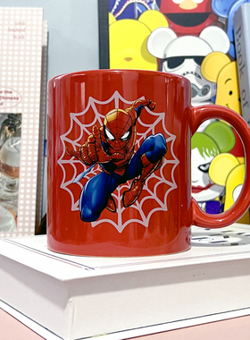 美国漫威复仇者联盟蜘蛛侠红色头像Q版陶瓷马克杯水杯400ml礼物