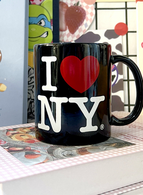 潮牌I Love NY NEWYORK我爱纽约黑色陶瓷马克杯咖啡杯出口水杯子