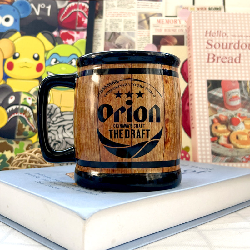 日本冲绳猎户座精酿啤酒仿木桶造型陶瓷啤酒杯马克杯水杯礼物摆件