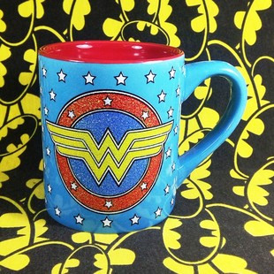 DC正义联盟神奇女侠WonderWoman镶钻土豪金纪念款陶瓷马克咖啡杯