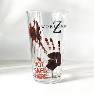 游戏World War Z僵尸世界大战血手印纪念款透明玻璃水杯礼物周边