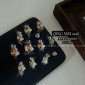 饰品450 香槟色繁花堆钻成品爆款 秋冬美拉德色系指甲装 461