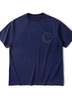 官网5折 KAPITAL JAPA平田短袖T恤夏季男女刺绣宽松休闲笑脸日系