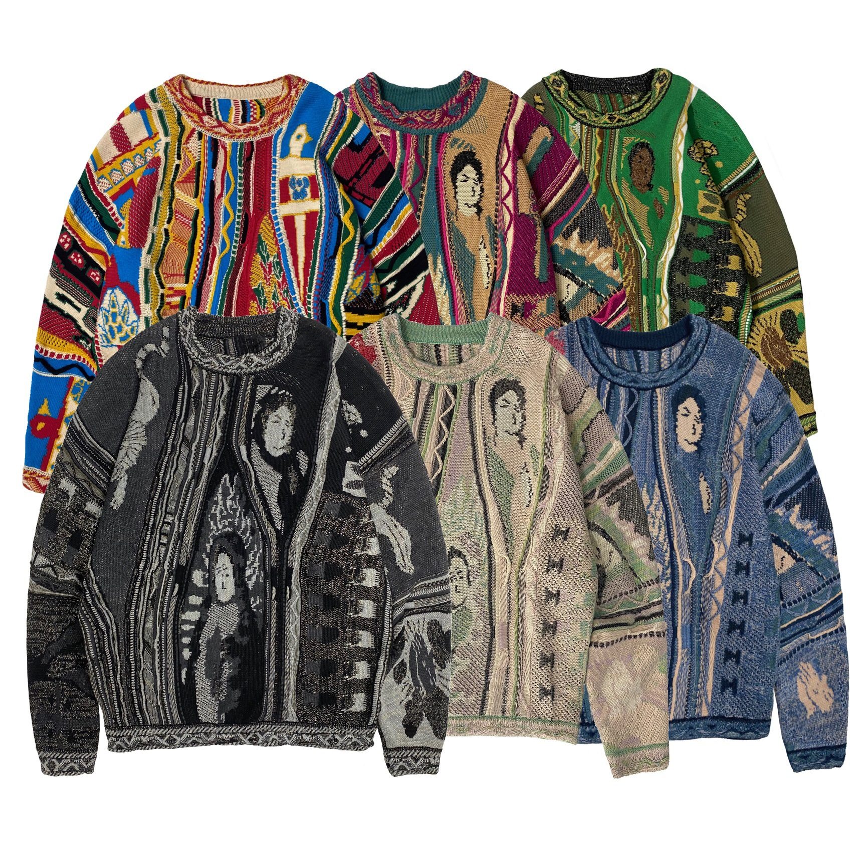 【现货5折】KAPITAL JAPA平田男女春秋冬印花针织民族风毛衣休闲