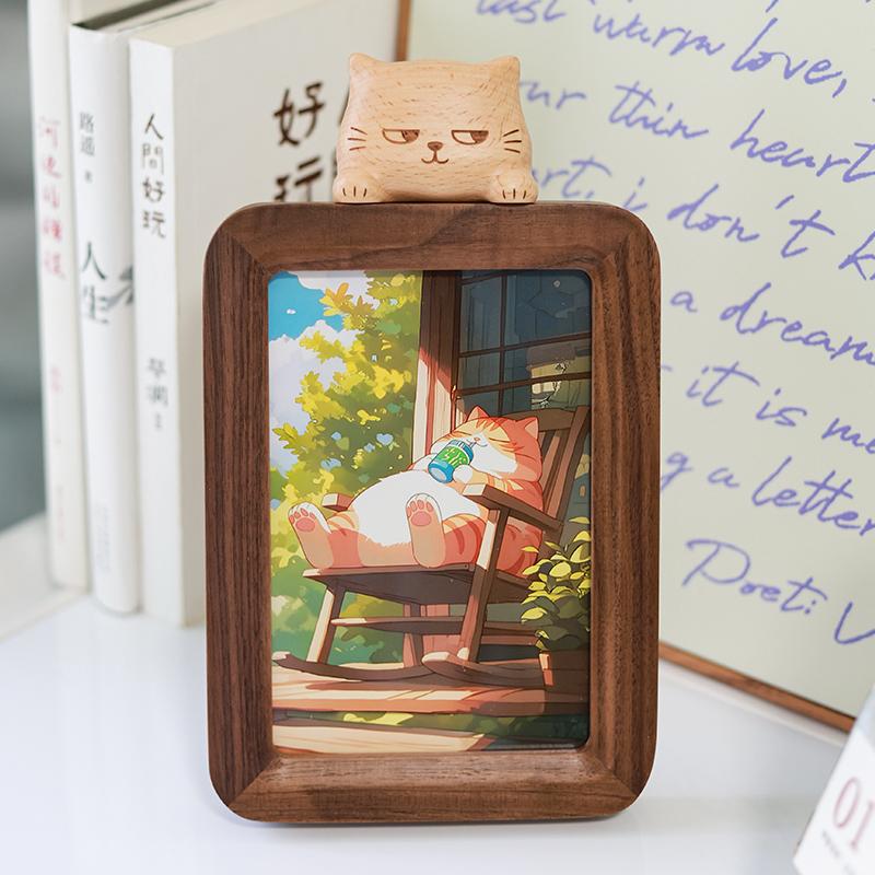 Joe猫猫实木可爱相框小