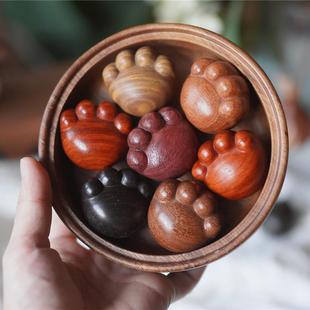 木头猫爪爪 胖乎乎 可爱创意桌面摆件可盘软萌礼物 小作坊 Joe