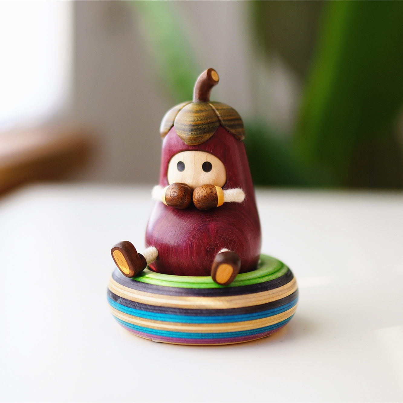 Joe/可爱彩色木头游泳圈桌面摆件创意水果底座配件装饰品