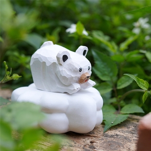 Joe 云上北极熊木雕桌面摆件百搭云朵底座送一朵云和熊给TA礼物