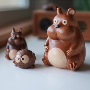 Joe 可爱鼠少爷呆萌目瞪鼠呆桌面实木可爱摆件创意礼物