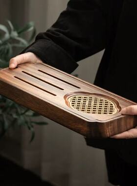 南美胡桃木茶盘整木掏挖实木茶盘家用中式储水小茶台便携式小茶盘