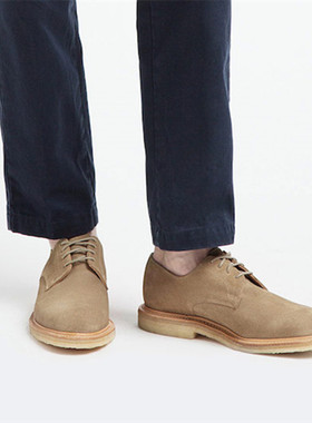 英国制造Sanders低帮麂皮翻毛皮生胶英伦复古休闲鞋德比皮男8813