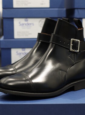 英国制造Sanders日版150周年三接头英伦复古皮靴Jodhpur 2401B