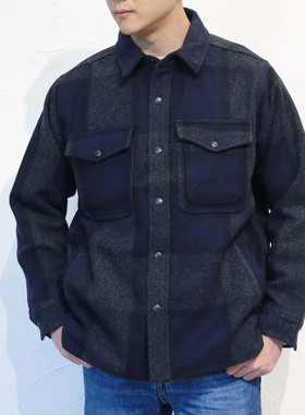 filson美式复古重磅羊毛呢格子宽松休闲翻领夹克衫外套国内现货