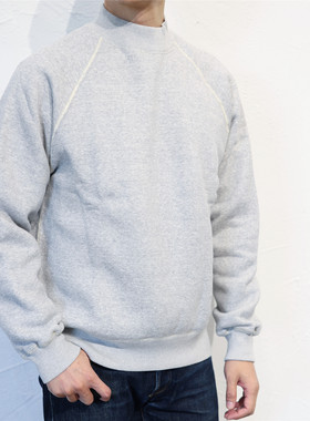 日本和歌山制loop weft 60s插肩袖复古半高领卫衣蓬松质感现货