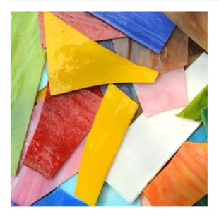 混装随机彩色玻璃片diy马赛克装饰不规则边角料透光艺术教学云母