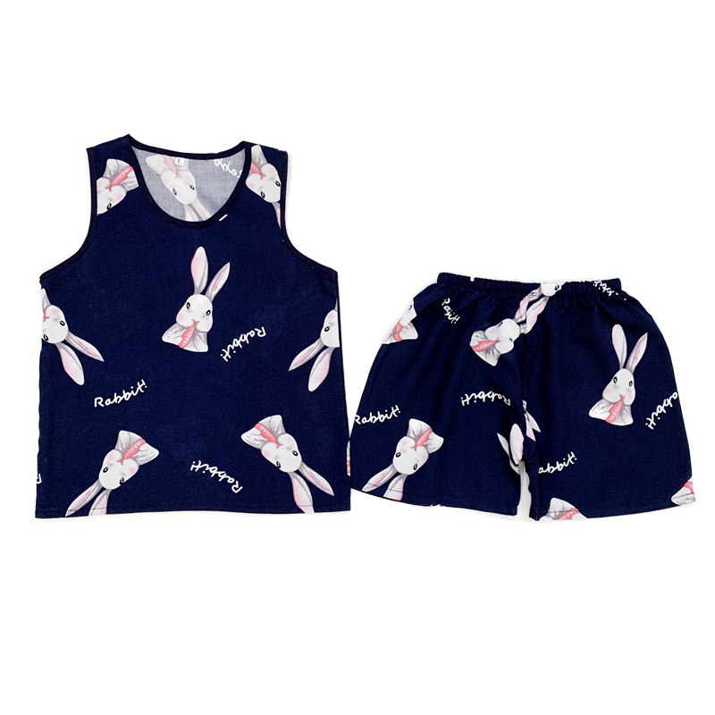 CHILDRENS VESTS SUMMER COTTON SILK SLEEVELESS SHORTS BOYS GIRLS CHILDREN COTTON SILK AIR CONDITIONED CLOTHES PAJAMA SETS