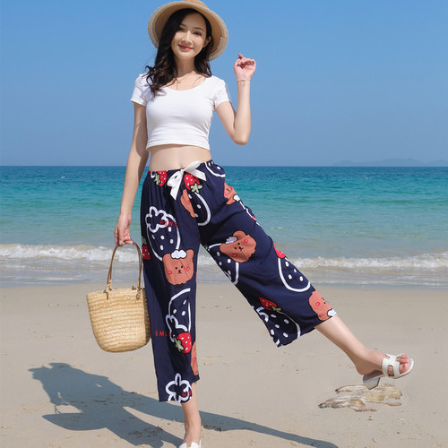女棉绸阔腿裤绵绸大码宽松裙裤