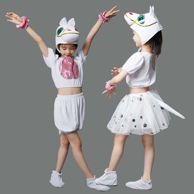 儿童小马白马卡通动物服装图片