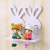 创意卧室装 饰架壁挂客厅墙壁隔板免打孔儿童房墙面兔子墙上置物架