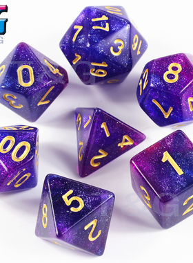 7粒宇宙星空骰子DND跑团多面桌游色子甩子桌游配件game包邮