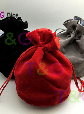 骰子新款灰色黑色绒布袋束口收纳袋 骰子袋 大号布袋 圆底袋