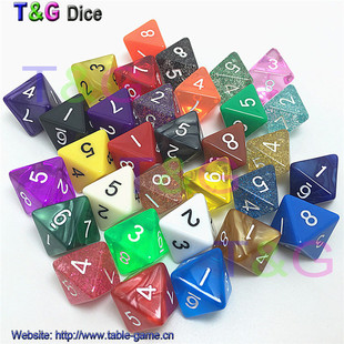 特制八面骰子多彩糖果色子色盅饮酒甩子桌游跑团配件道具送礼精品