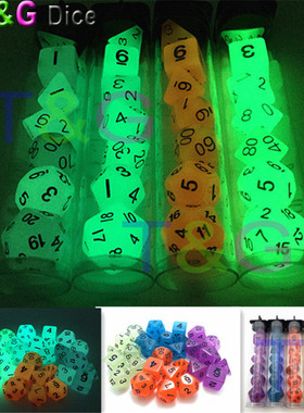 热售D4 D6 D8 D10 D12 D20龙与地下城色子7粒套跑团骰子夜光骰子