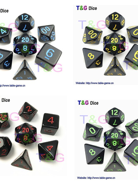 纯色黑色多色字体甩子4-6-8-10-12-20多面色子 暗黑系列跑团骰子
