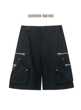 SEVENMF 美式高街重工拉链炮弹口袋工装短裤多口袋战术百搭七分裤