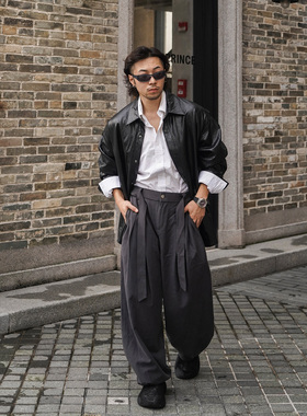 SEVENMF「超帅版型」慵懒休闲裤半松紧束脚裤宽松长裤男