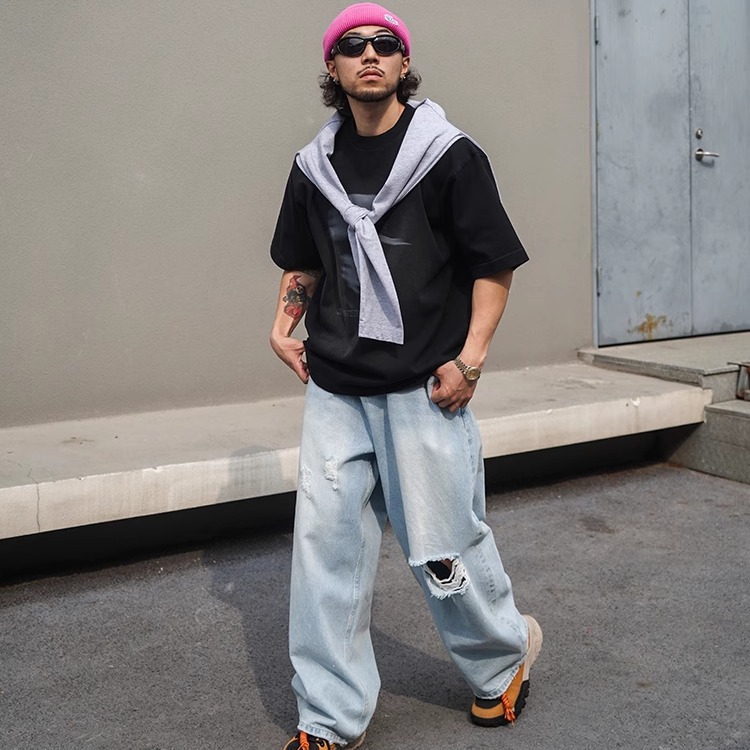 SEVENMF细闪破洞牛仔裤