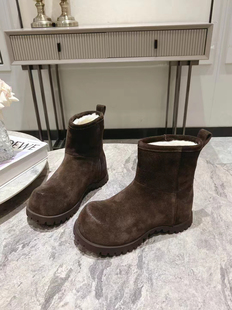 16年老店欧货真羊毛真皮内增高女2024冬新款 保暖小个子短靴雪地靴