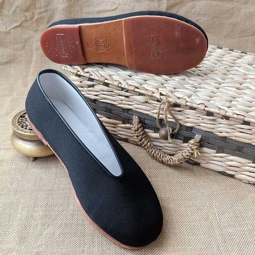 御圣祥牛皮底老北京布鞋男圆口鞋