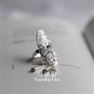 月如银 | 纯手工原创设计师品牌999足银花丝编织喇叭小戒指可定制