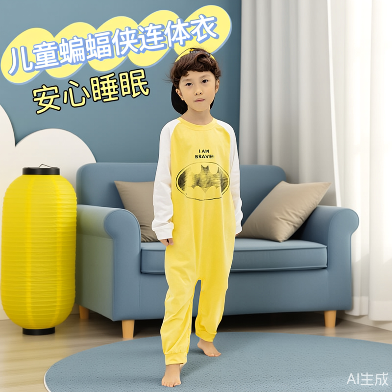儿童连体睡衣春秋纯棉薄款大童卡通男女宝宝长袖夏季中大童空调服