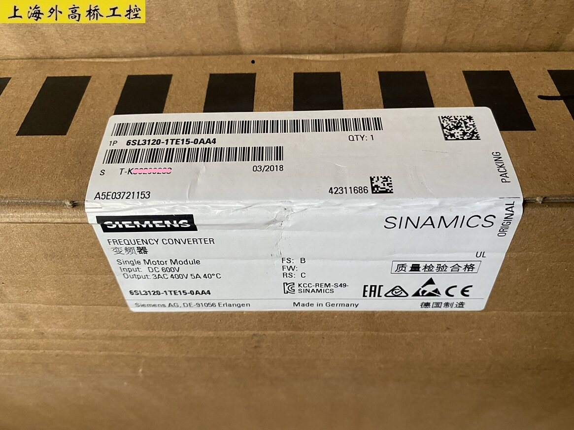 全新原装现货未拆封西门子s120伺服变频器6sl3120-1te15-0aa4