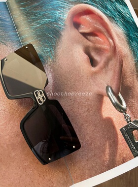 STB 双B超大方框一片式镜片黑色酷酷墨镜UV400太阳眼镜 男女适用