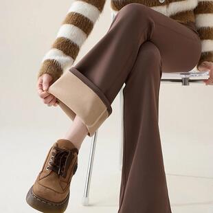 超模加长喇叭裤子女秋冬加绒长裤收腹提臀高腰显瘦休闲微喇瑜伽裤