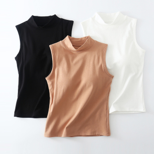 带胸垫一体上衣 春秋加厚打底衫 阿狸格格 背心女外穿内搭 高领无袖