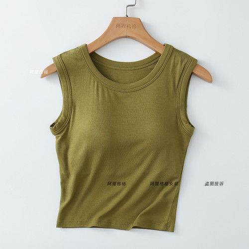 带胸垫背心女修身显瘦