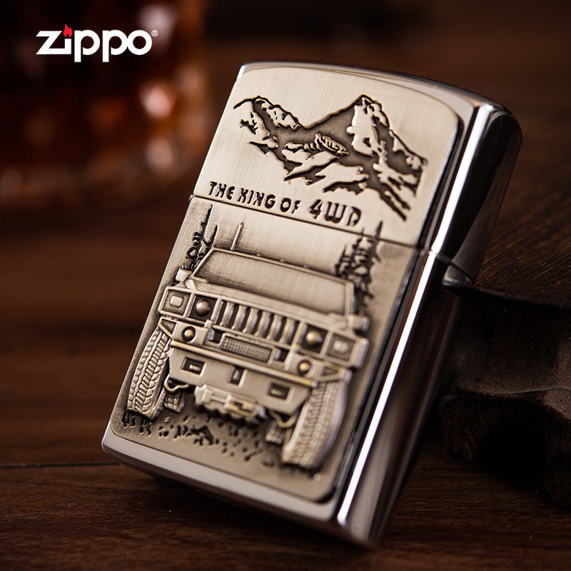 正品zippo打火机芝宝煤油纯铜个性防风火机吉普车创意老式火机礼