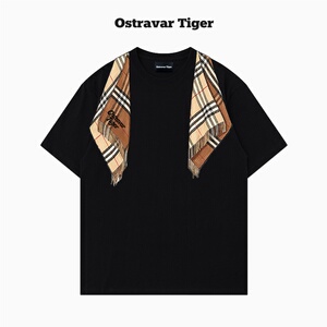专柜授权Ostravar Tiger 手绘宽松卡通印花情侣男女款纯棉短袖t恤