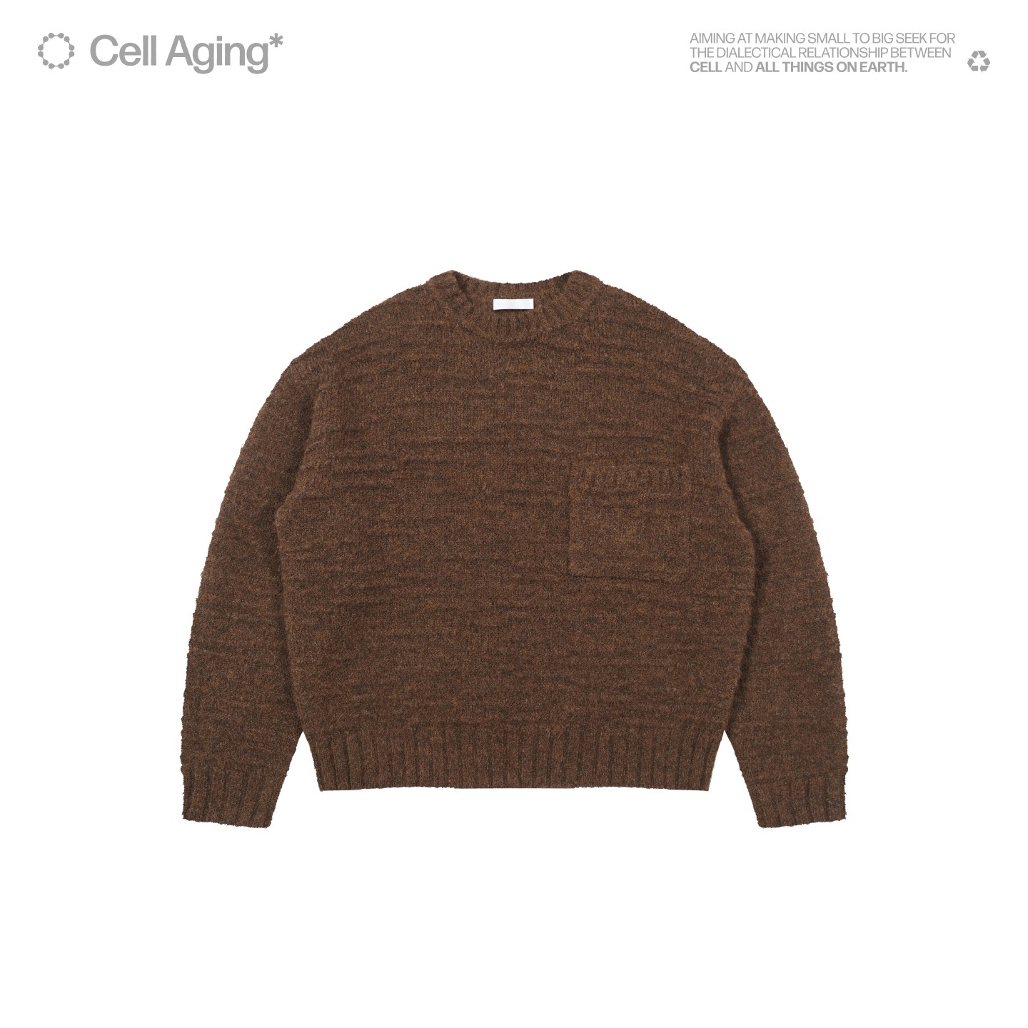 口袋套头圆领针织毛衣